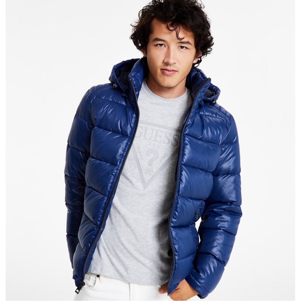 Guess Men's Hooded Puffer Coat Size medium